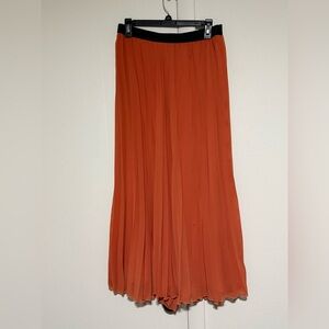 Deep Orange Long Pleated Skirt Sizs L